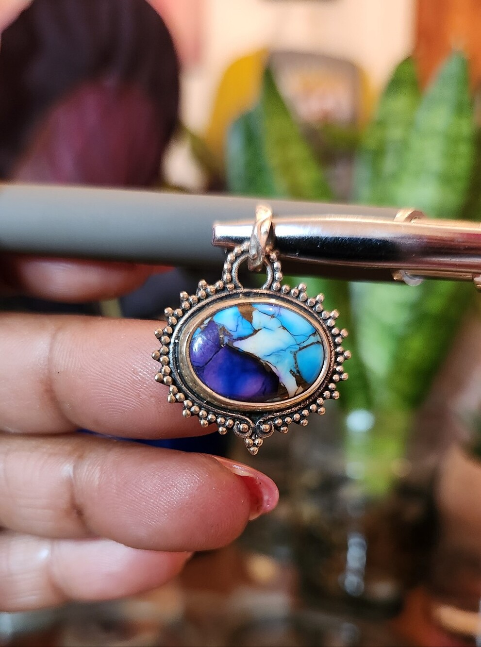 Purple Dahlia Sterling Silver Pendant